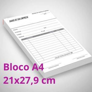 Bloco - A4 Personalizado com Cola Lateral offset 75g A4 - 21x27,9 cm  Capa em papel Craft 90g Corte Reto 