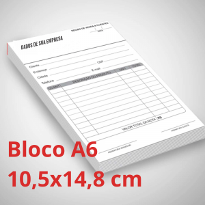 Bloco - A6 Personalizado com Cola Lateral offset 75g A6 - 10,5 x 14,8 cm  Capa em papel Craft 90g Corte Reto 