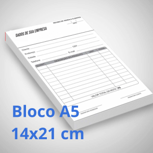 Bloco - A5 Personalizado com Cola Lateral offset 75g A5 - 15x21  Capa em papel Craft 90g Corte Reto 