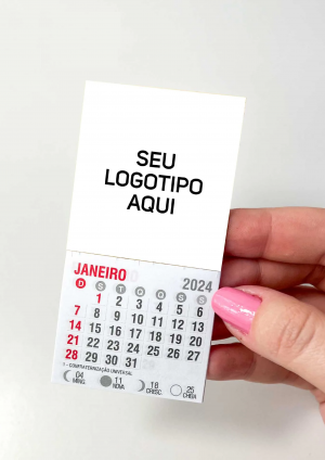 Imã com Calendário Embalado Individualmente Imã Total 4x5 4x0 Verniz U.V Total Frente Faca Padrão | Cantos Retos + Bloco Cal. 12 Meses 